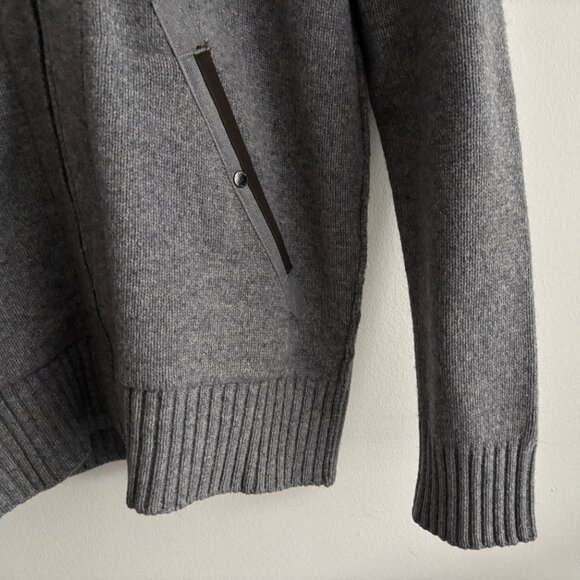 $1200 Parajumpers Grey Knit Wool Zip Hood Cardigan Sweater Raglan Sleeve - Large - Picture 7 of 15